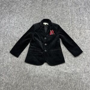 Hope & Henry Blazer Boys 4 Black Corduroy Elbow Patch Jacket Pocket Square